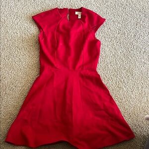 Silence + Noise Red A-Line Dress Knee-Length Cap Sleeve